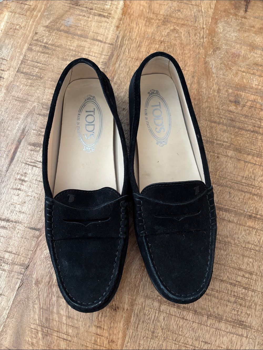 TOD'S Black Suede Penny Loafers - Classic Slip-On